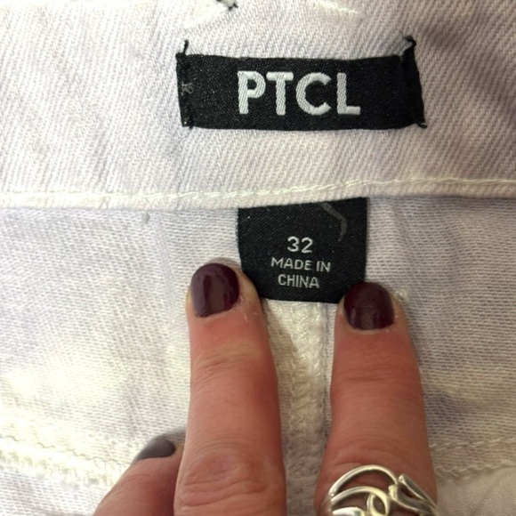 PTCL NWT Chic Lilac and White Tie-dye Denim Distressed Mini Skirt Waist Size 32 - Picture 14 of 16